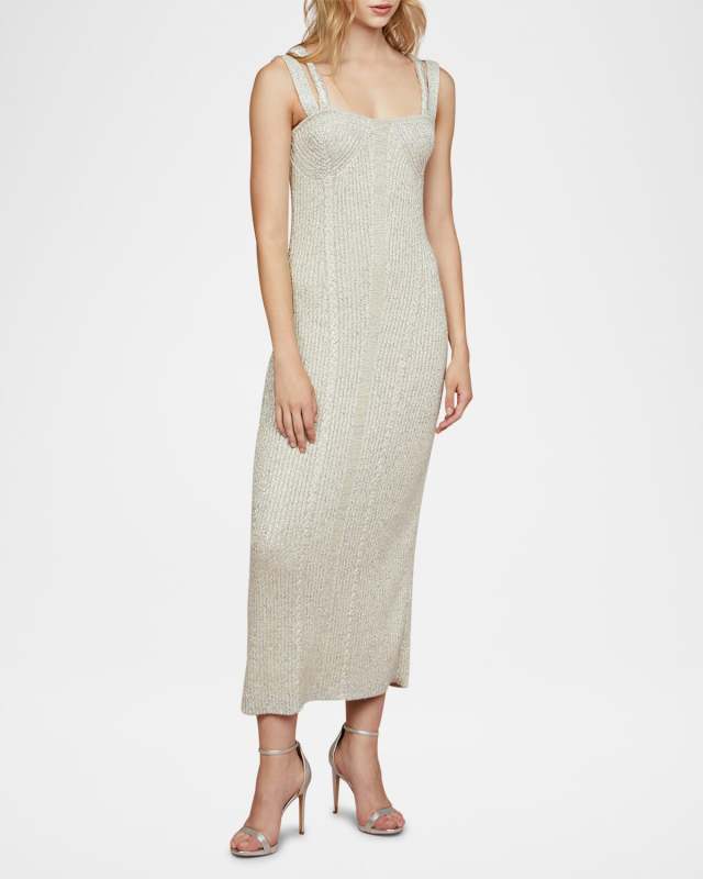 Indiyah Metallic Knit Midi Dress